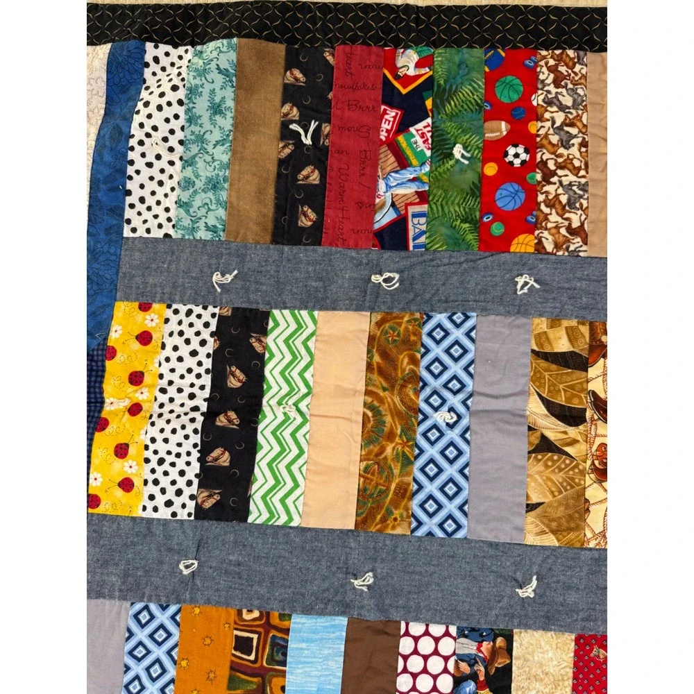 Handmade Patchwork Scrap Quilt Novelty Horse‎ Music Cowboy Denim Look 53x62